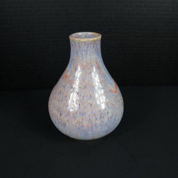 Art Pottery Blue Orange Drip Glaze Vibrant Vase Signed By Artist - Picture 6 of 14